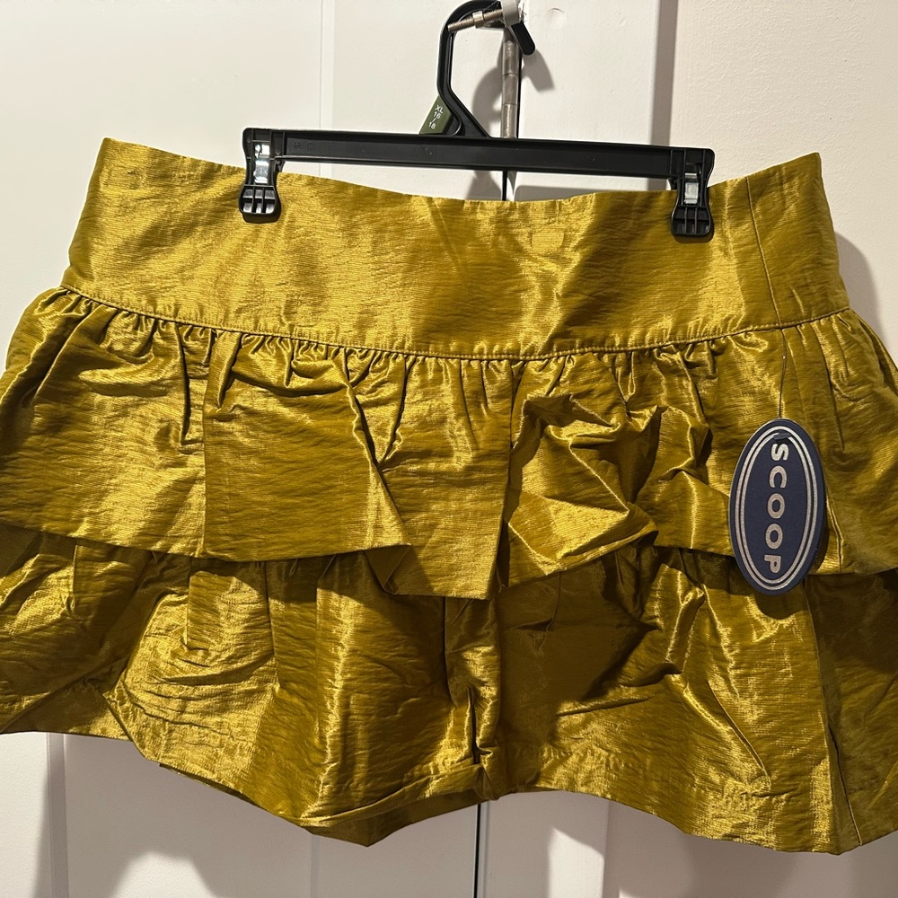 Scoop Gold Ruffle Tiered Mini Skirt